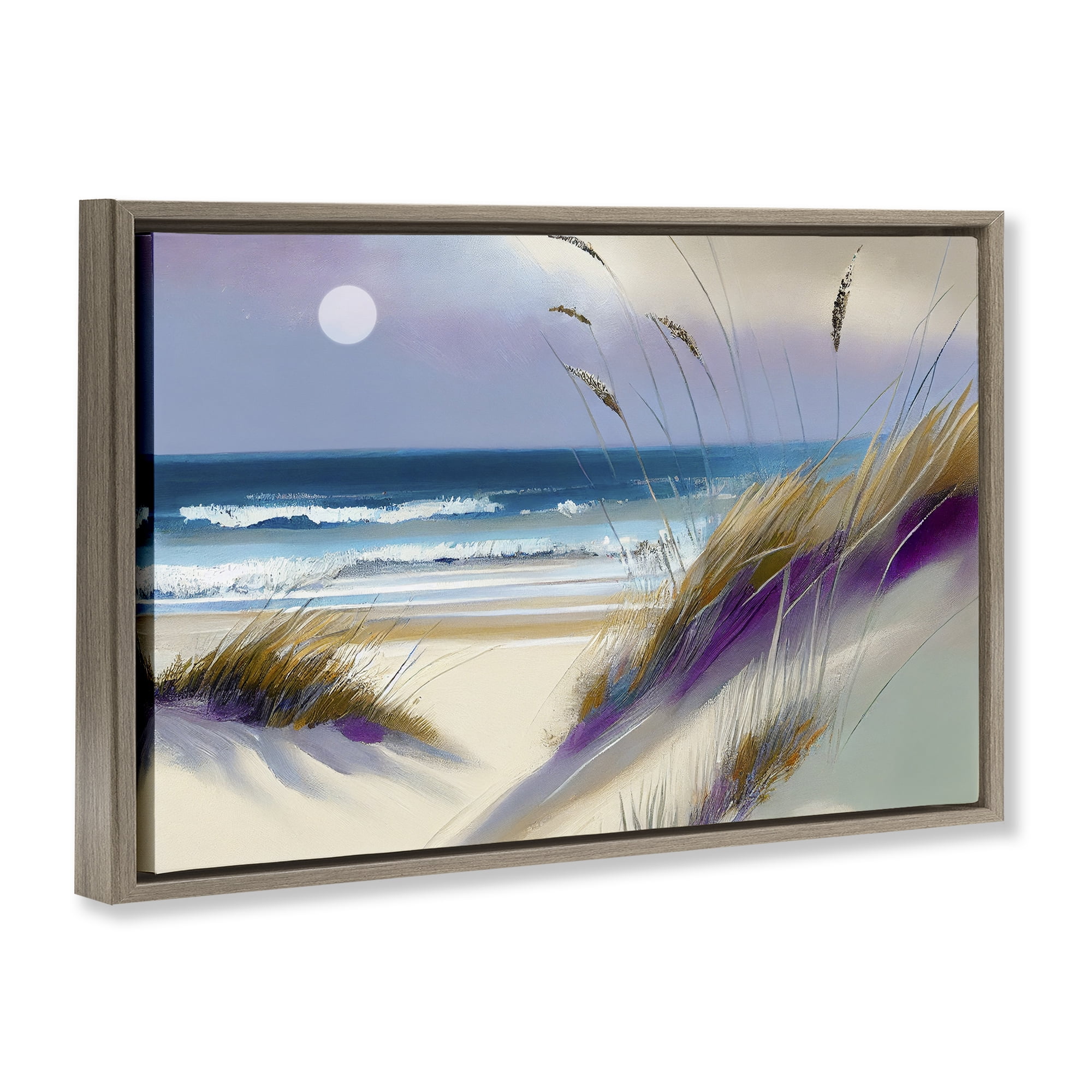 Beach Dunes Serenity Brown Framed Floater Canvas Wall Art, design by Sasha
