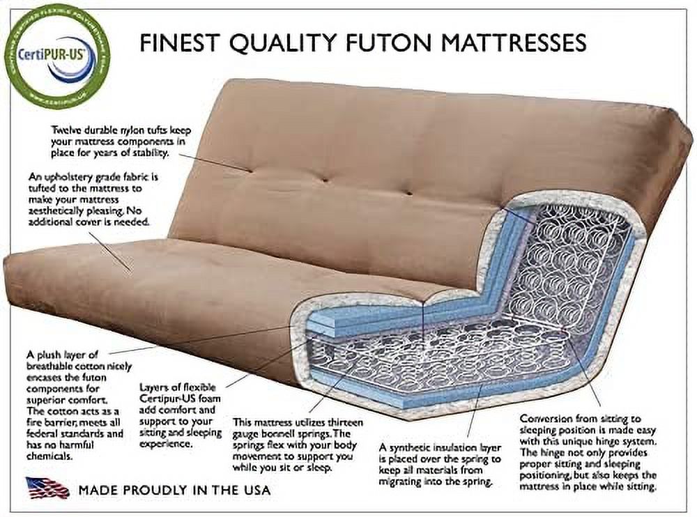 Full Size Spring Futon Mattress Replacement, Suede Fabric Sleeper Sofa ...