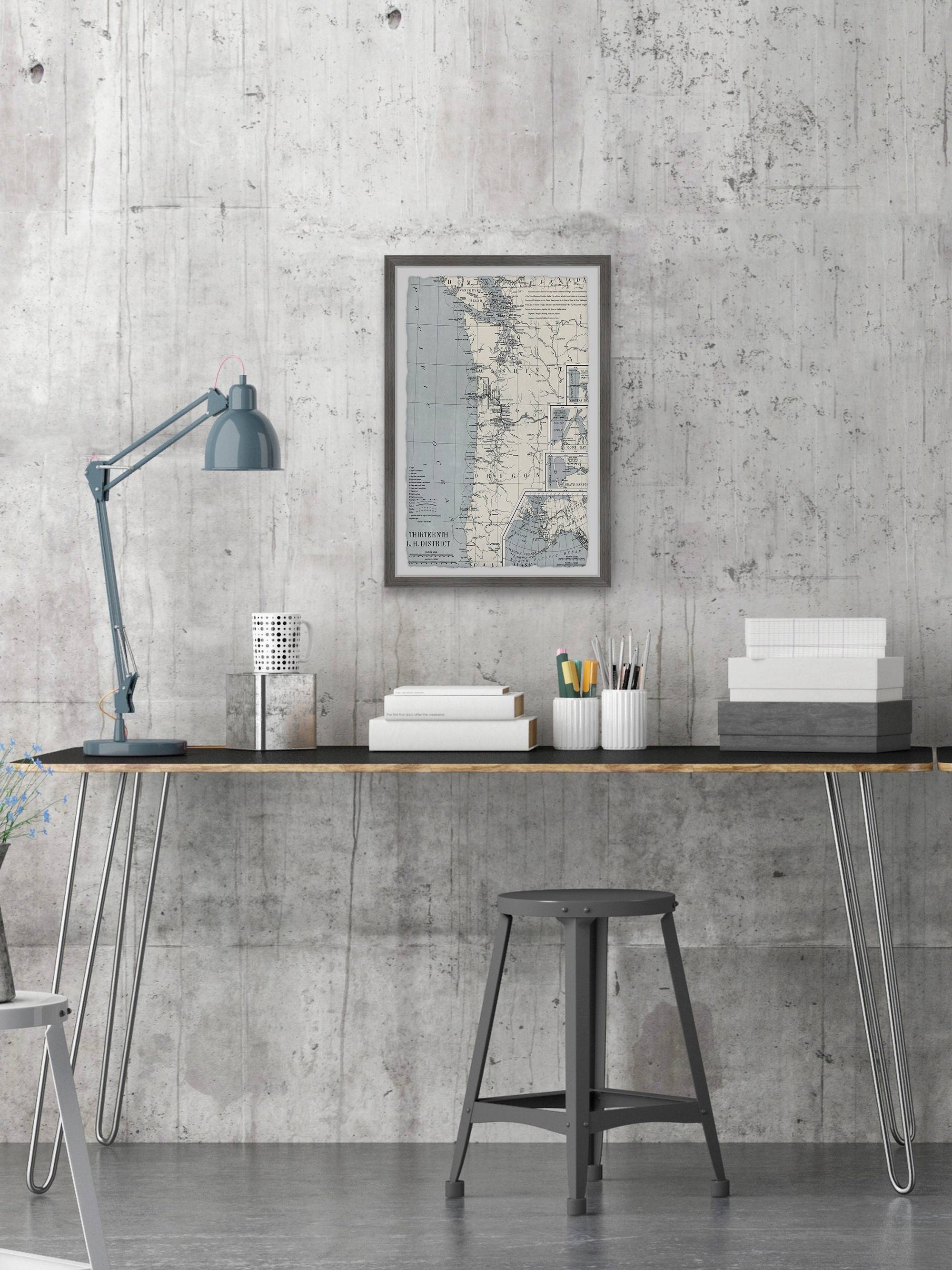 Marmont Hill Vintage Map of Washington Framed Wall Art, 24" x 36"