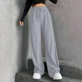 thumbnail image 2 of FUNUONY Wide Leg Pants for Women High Waisted Palazzo Pants Work Casual Flowy Loose Trousers with Pockets Women's Elastic Waist Slim Striped Wide Leg Pants Silver S, 2 of 9