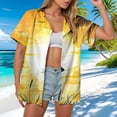 thumbnail image 4 of larppty Womens Hawaiian Button Down Shirts Short Sleeve Casual Floral Tropical Shirt Summer Beach Shirt Cool Button Up Tops（Light Yellow， XXXL）, 4 of 7