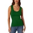 thumbnail image 5 of TrendOFT Workout Tank Tops for Women Undershirt Ribbed Sleeveless Scoop Neck Casual Layering Summer Basic Tanks Top Dark Green L, 5 of 5
