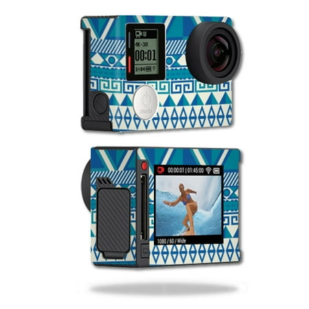 Go Pro Camera Blue Lens Mightyskins Protective Vinyl Skin Decal Cover for GoPro Hero4 Silver Edition Camera Digital Camcorder wrap sticker skins Blue Aztec ()