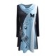 thumbnail image 4 of Vestido de manga larga con cuello de doble capa y botón de costura estampado suelto para mujer Fridja nbo405, 4 of 5