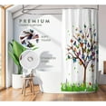 thumbnail image 3 of Shower Curtain, Tree Shower Curtains for Bathroom, White Fabric Shower Curtain Colorful Floral Leaves Butterfly Shower Curtain Sets, Bathroom Shower Curtain Liner with Hooks 72 x 72 Inches, 3 of 6