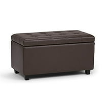 Cosmopolitan 34 inch Wide Storage Ottoman in Chocolate Brown Vegan Leather