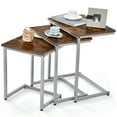 thumbnail image 1 of Gymax Ensemble de 3 Tables Basses Gigognes Empilables Table d'Appoint de Côté Salon Rustique, 1 of 10