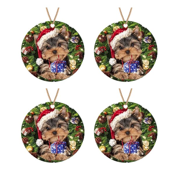 Adornos navideños Navidad Listado de madera Guirnalda de perro Decoración de árbol de Navidad de madera Wmkox8yii gf8853