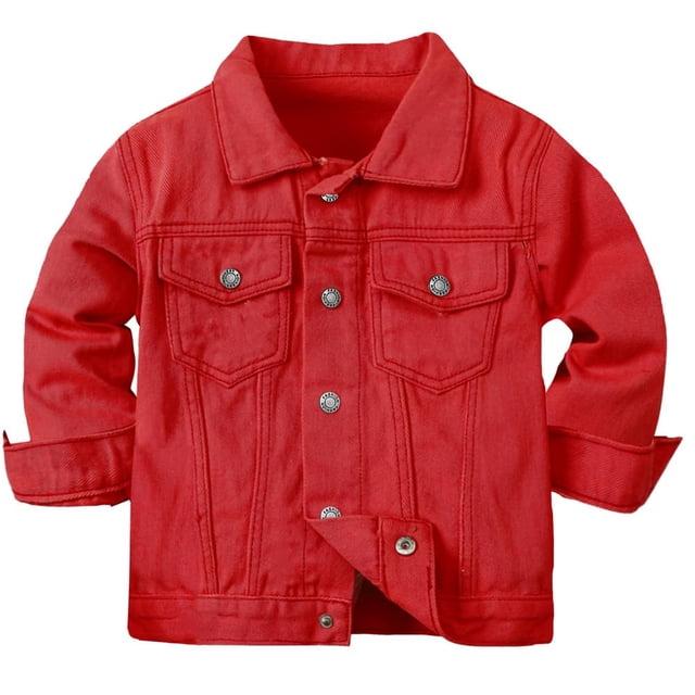 Chaqueta vaquera Cromoncent para niños y niñas con forma de P, roja, de 12 a 13 años