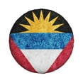 thumbnail image 2 of DouZhe Waterproof Spare Tire Cover, Antigua and Barbuda Metallic Style Flag Prints Adjustable Wheel Covers Fit for Jeep Trailer RV SUV Car, 16 inch, 2 of 7