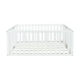 thumbnail image 4 of Holaki Wood Full Size Floor Bed with High Fence Railings for Kids, White, 4 of 7