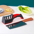 thumbnail image 3 of Handheld Knife Sharpening Tool 3 Segments Red and Black Multipurpose Knife Sharpener for Kitchen, 3 of 5