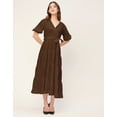 thumbnail image 2 of Moomaya Short Sleeve V Neck Solid Rayon Dress - Women's Casual Tiered Dress, 2 of 9