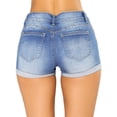 thumbnail image 3 of jinghuiyue Womens Mid Rise Stretchy Denim Shorts Casual Distressed Ripped Rolled Hem Jean Short with Pockets L, 3 of 7