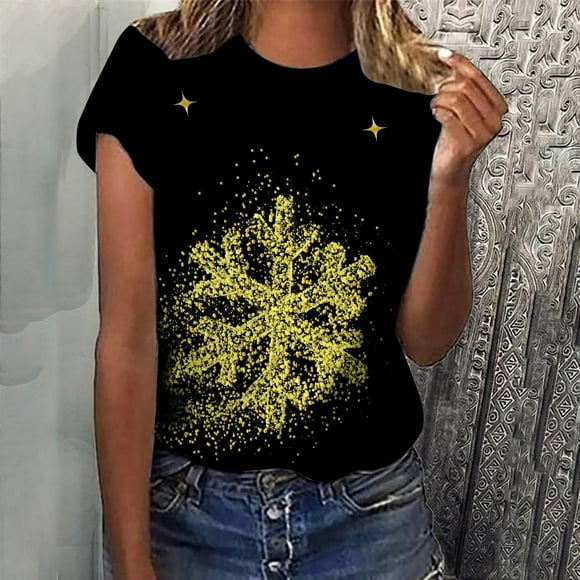 DondPO Tshirts for Women,Summer Tops T Shirt Galaxy Print Blouse Crew Neck T Shirt Loose Summer Everyday Crop Top Sports Graphic Tees,Tshirts Shirts,Women's Clearance Tops,Short Sleeve Tops K S