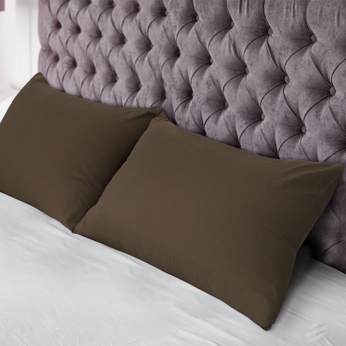 Unique Bargains 2-Pack Solid Microfiber Pillowcases, Standard, Brown