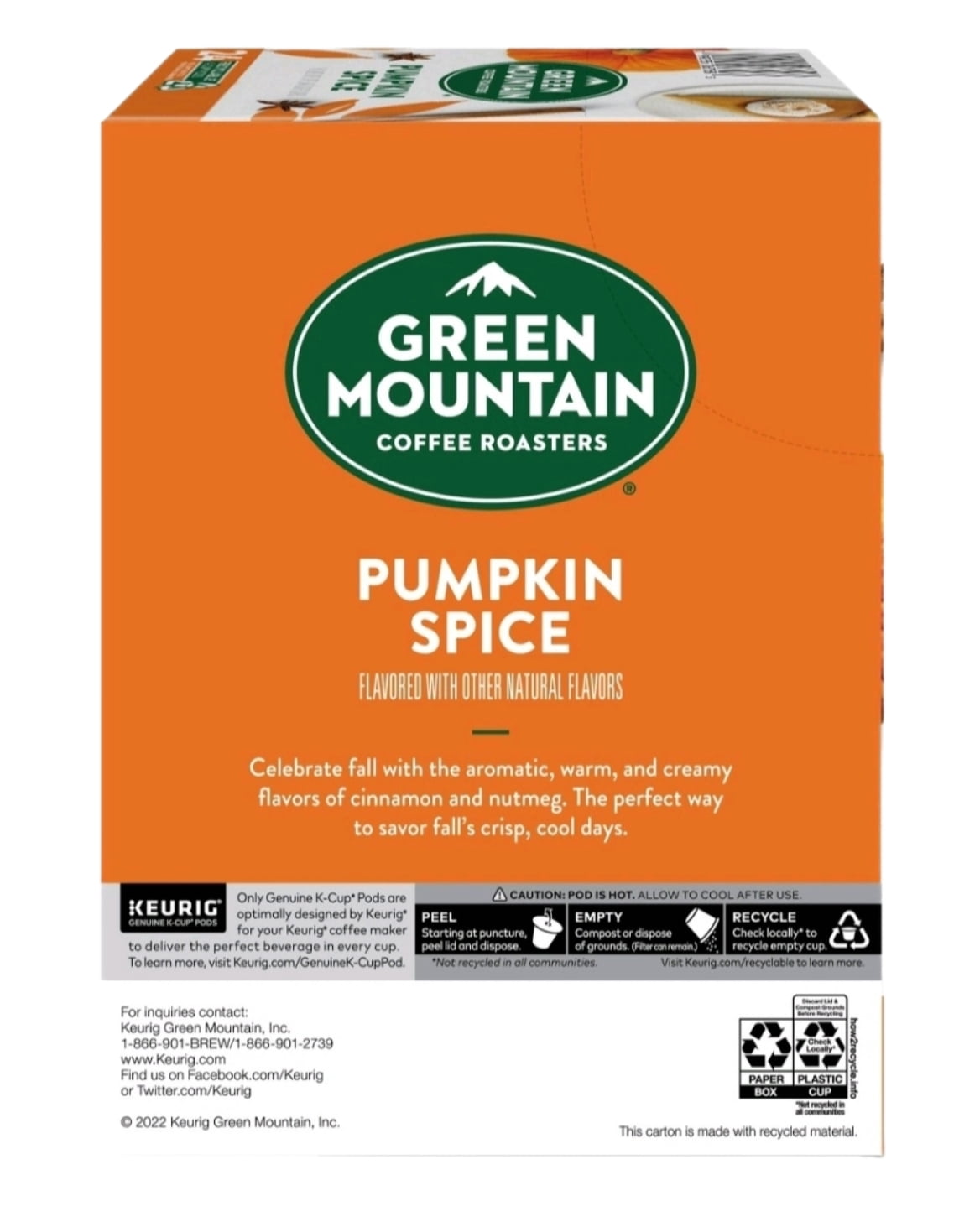Green Mountain Cinnamon Sugar Cookie and Pumpkin Spice Coffee K Cups Variety Pack, 24 K Cups Each