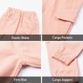 thumbnail image 2 of LittleSpring Uniform Pants for Boys Twill Cargo Pants with Elastic Waist Relaxed Fit Solid Pink Size 12, 2 of 6