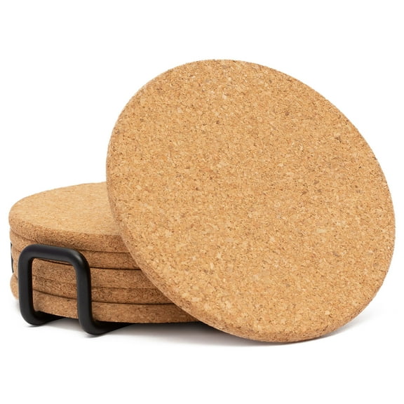 Thirstystone 6-Pack Thick Cork Coasters in Black Coaster Holder