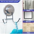 thumbnail image 2 of HOME SO Suction Cup Hooks for Shower, Bathroom, Kitchen, Glass Door, Mirror, Tile - Loofah, Towel, Coat, Bath Robe Hook Holder for Hanging up to 30 lbs - Rustproof Chrome Stainless Steel (2-Pack), 2 of 7