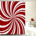 thumbnail image 2 of Red Swirl Christmas Shower Curtain Sweet Candy Cane Double Swirl Red and White Bathroom Shower Curtains for Bathtub Decoration with Hooks 72x72 Inch, 2 of 6