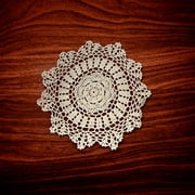 Small Handmade Crochet Lace Cotton Doily Coasters Round Beige Table Placemats Doilies Decoration 2pcs 11.8"