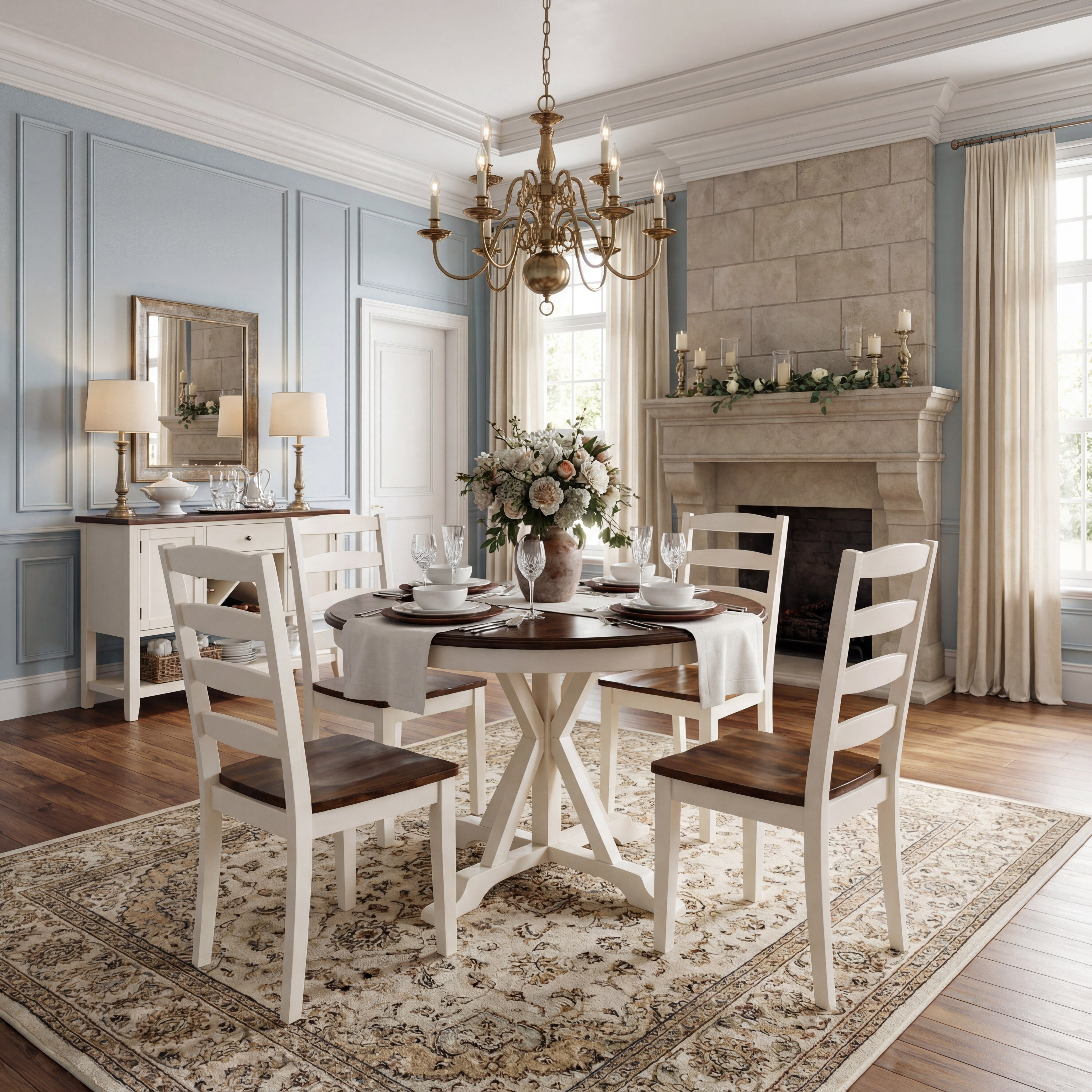 SAFAVIEH Shay 5-Piece Dining Set White / Natural
