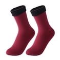 thumbnail image 2 of Ropa de Deporte 6 pares de calcetines cálidos de invierno para mujer, calcetines gruesos de forro polar térmico para botas (rojo vino), 2 of 5