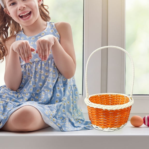 carrot garland Mini Easter Baskets For Crafts Decor Mini Rattan Picnic Basket Kids Easter Baskets Empty Plastic Easter Basket For Easter Egg Hunt