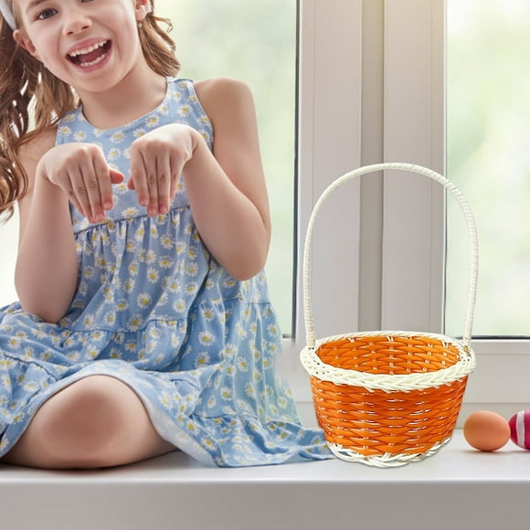 Clearance Mini Easter Baskets For Crafts Decor Mini Rattan Picnic Basket Kids Easter Baskets Empty Plastic Easter Basket For Easter Egg Hunt