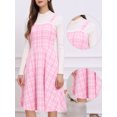 thumbnail image 2 of DARING DIVA Women's Sleeveless Square Neck Plaid A Line Pinafore Dresses XL Deep Pink, 2 of 6