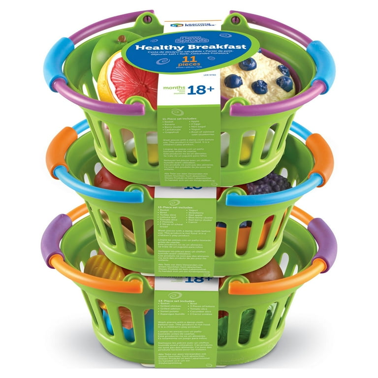 Learning Resources Healthy Basket Bundle, 18pcs Play Food Set