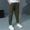 thumbnail image 3 of Eandarui Boys Kids Casual Active Elastic Waist Cargo Pant Cotton Casual Pull-On Bottom with Army Green 110, 3 of 5