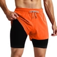 thumbnail image 4 of FINALGANG Mens Solid Color Two In One Athletic Shorts With Compression Liner Elastic Waist Drawstring Quick Dry Shorts For Gym Running Training Trendy Shorts, 4 of 6