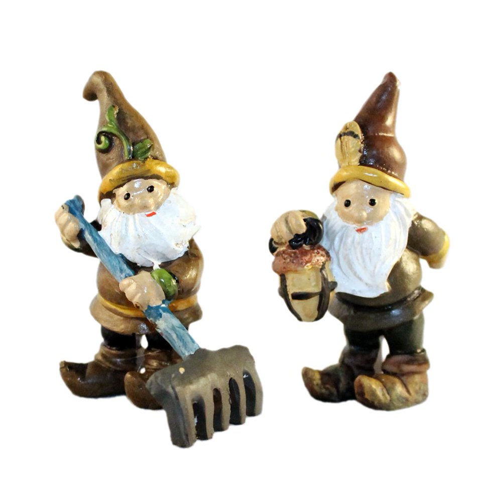 Miniature Gnome Statue Set Mini Fairy Garden Planter Decor, Put these