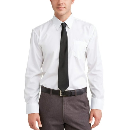 - Silver Label Men's Solid White Dress Shirt With Tie, up to size 5X