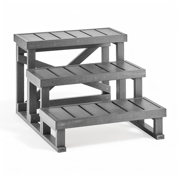 VEVOR Hot Tub Steps 3-Step Spa Stairs 27.5 in Wide Step Ladder Outdoor, 350 lbs Capacity, Sturdy HIPS Plastic, Non-Slip Foot Pads, Easy Assembly, Stable Access for Pool, RV, Home Patio and Backyard