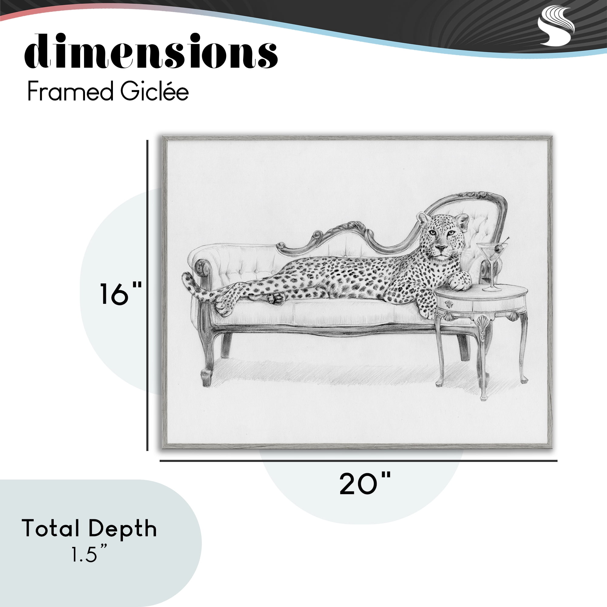 Stupell Industries Lounging Beast Cheetah Gray Framed Giclee Art, design by Victoria Barnes