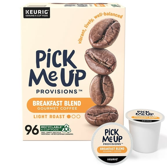 Pick Me Up Provisions Breakfast Blend Coffee Keurig K-Cup Pods Light Roast 96/Carton (52967CT)