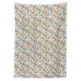 thumbnail image 2 of Fox Tablecloth, Small Animals of the European Forests Doodle Style Floral Arrangement, Rectangle Satin Table Cover Accent for Dining Room and Kitchen, 60" X 90", Orange White, by Ambesonne, 2 of 2