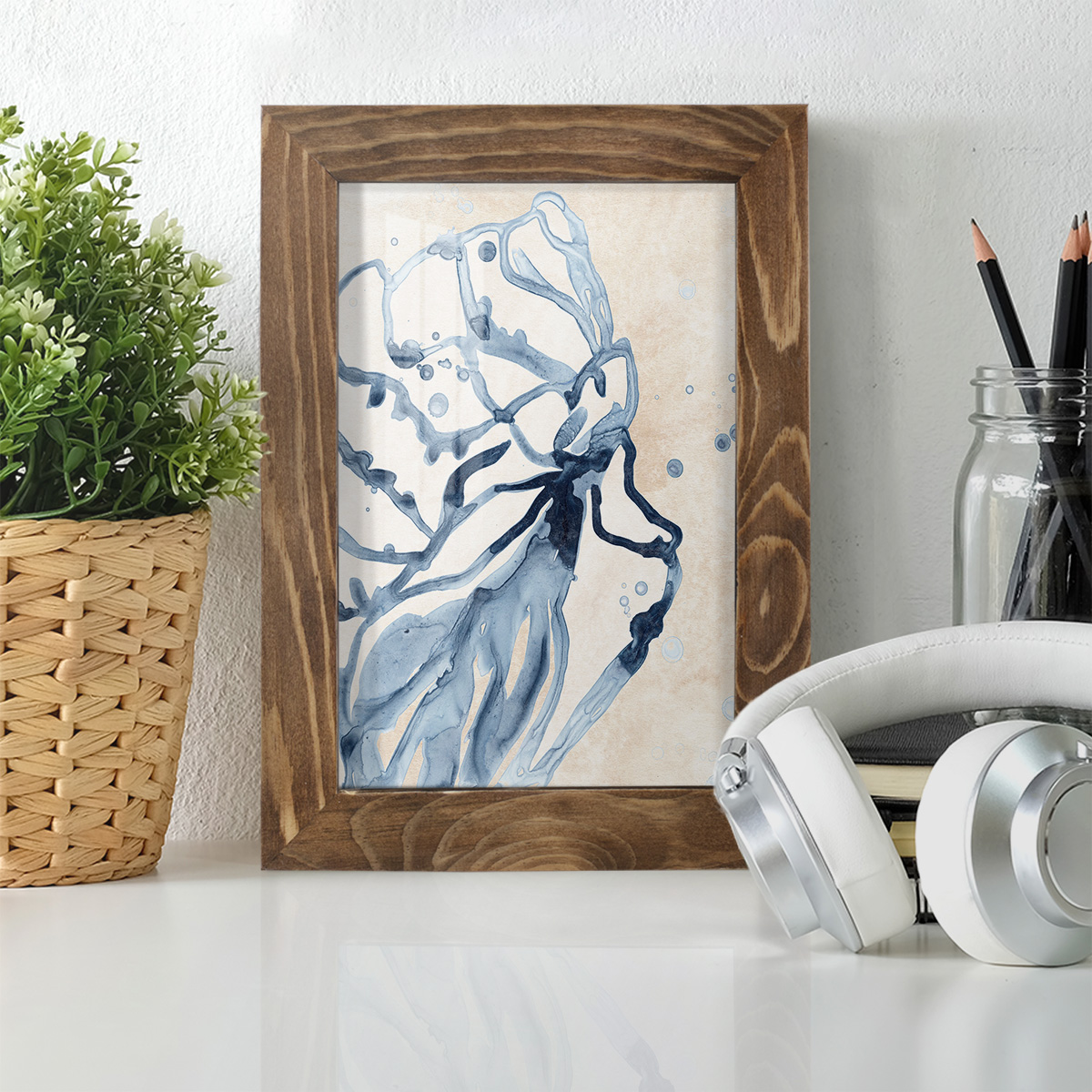 Water Shells I - Framed Print w/glass - Walnut