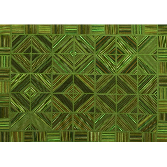 Ahgly Company Machine Washable Indoor Rectangle Southwestern Green Country Area Rugs, 7' x 9'