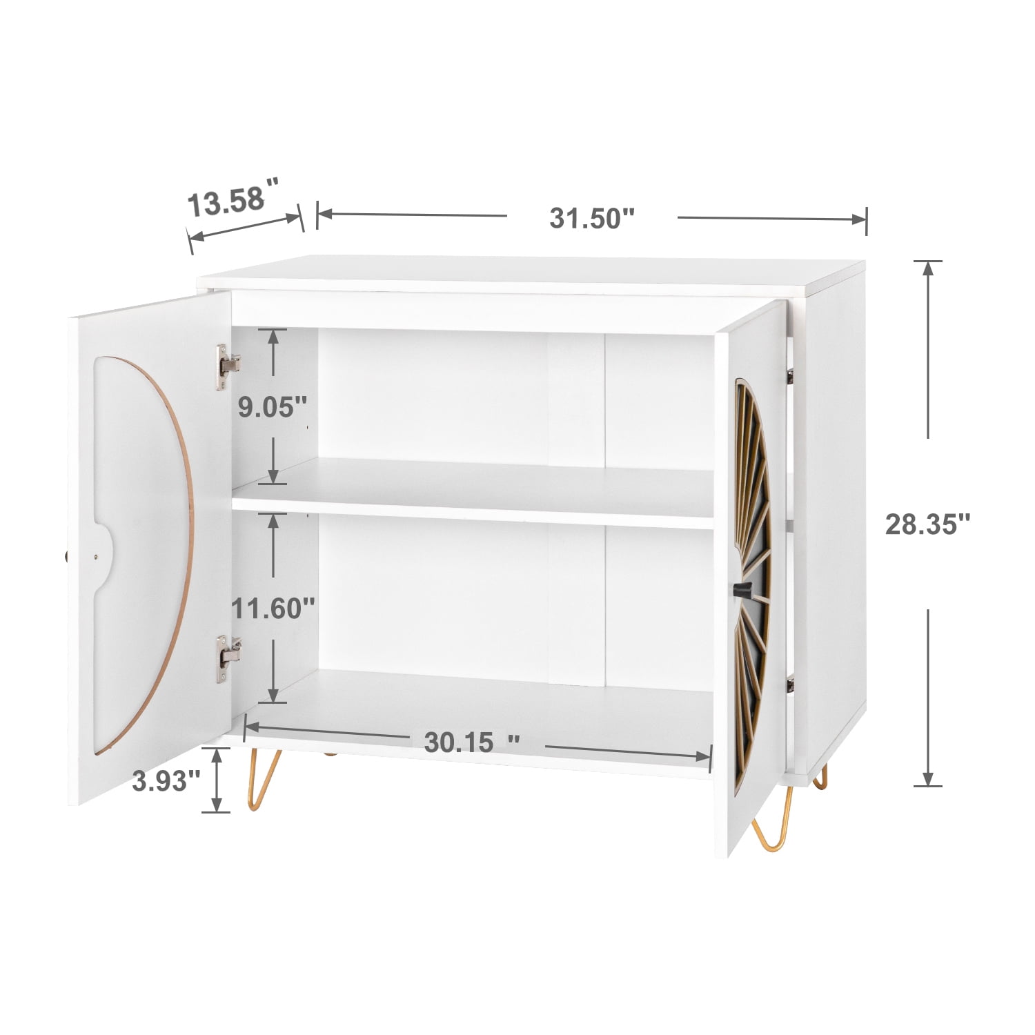 Kadyn Kitchen Storage Cabinet, MDF Floor Storage Cabinet for Living Room, Accent Storage Cabinet with Partition Edging, White Kadyn Kitchen Storage Cabinet, MDF Floor Storage Cabinet for Living Room, Accent Storage Cabinet with Partition Edging, White