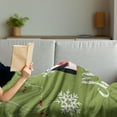 thumbnail image 3 of Christmas Soft Flannel Fleece Throw Blanket, Nerdy Funny Penguin Holding a Gift Box Hanging Line Snowflake Ornaments, Cozy Plush for Indoor and Outdoor Use, 60" x 80", Olive Green White, by Ambesonne, 3 of 5