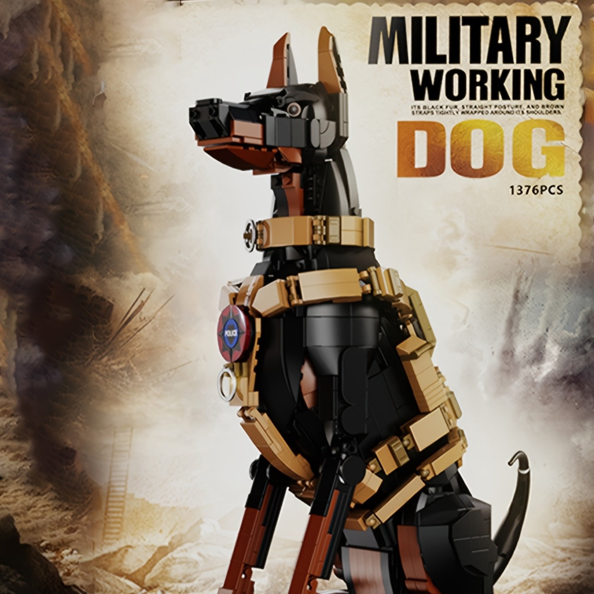 Remocguys Tactical Doberman Dog Building Set Compatible with Lego Animal Collectible Model Kit Home Decor for Adults 1376pcs