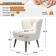 thumbnail image 7 of Upholstered Sherpa Barrel Accent Chair White Cutout Back Armless Wooden Legs Home Bedroom Living Room Office Adult Ivory, 7 of 7