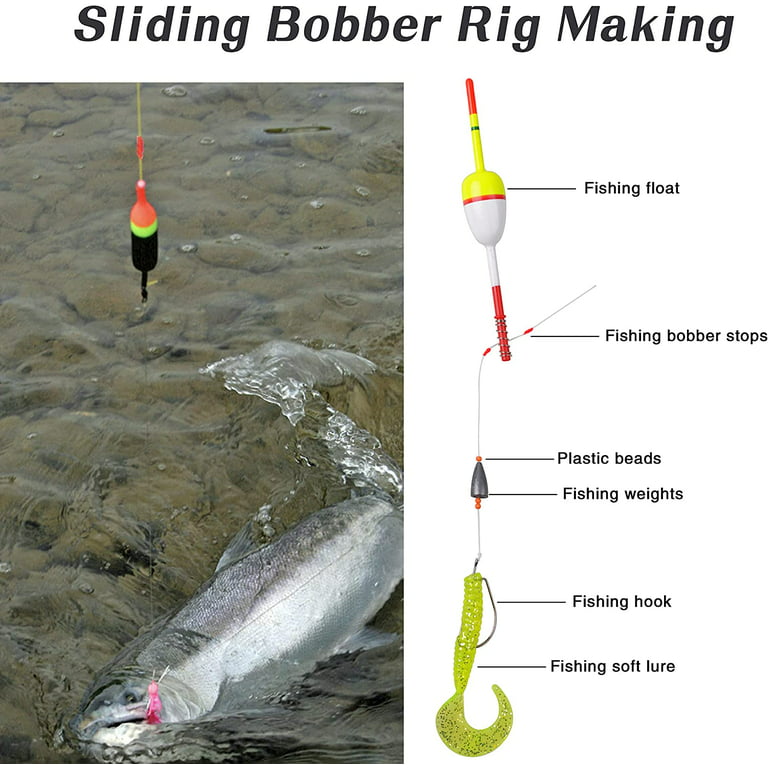 Bobber Stops for Fishing Floats,100Pack Slip Bobber Stops String
