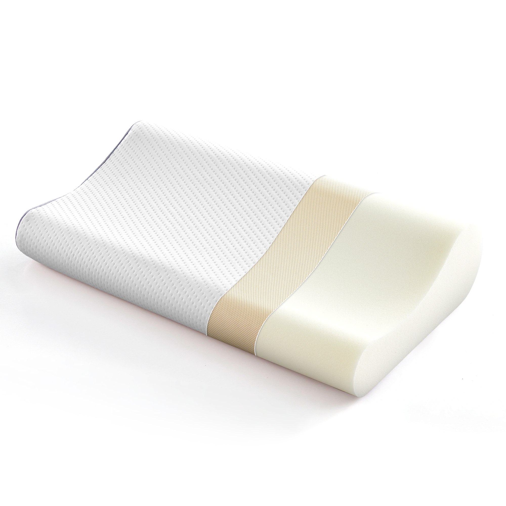 Sleep Zone Standard Memory Foam Pillow, Ergonomic Adjustable Orthopedic Contour Bed Pillows Neck Support for Side and Back Sleepers, White