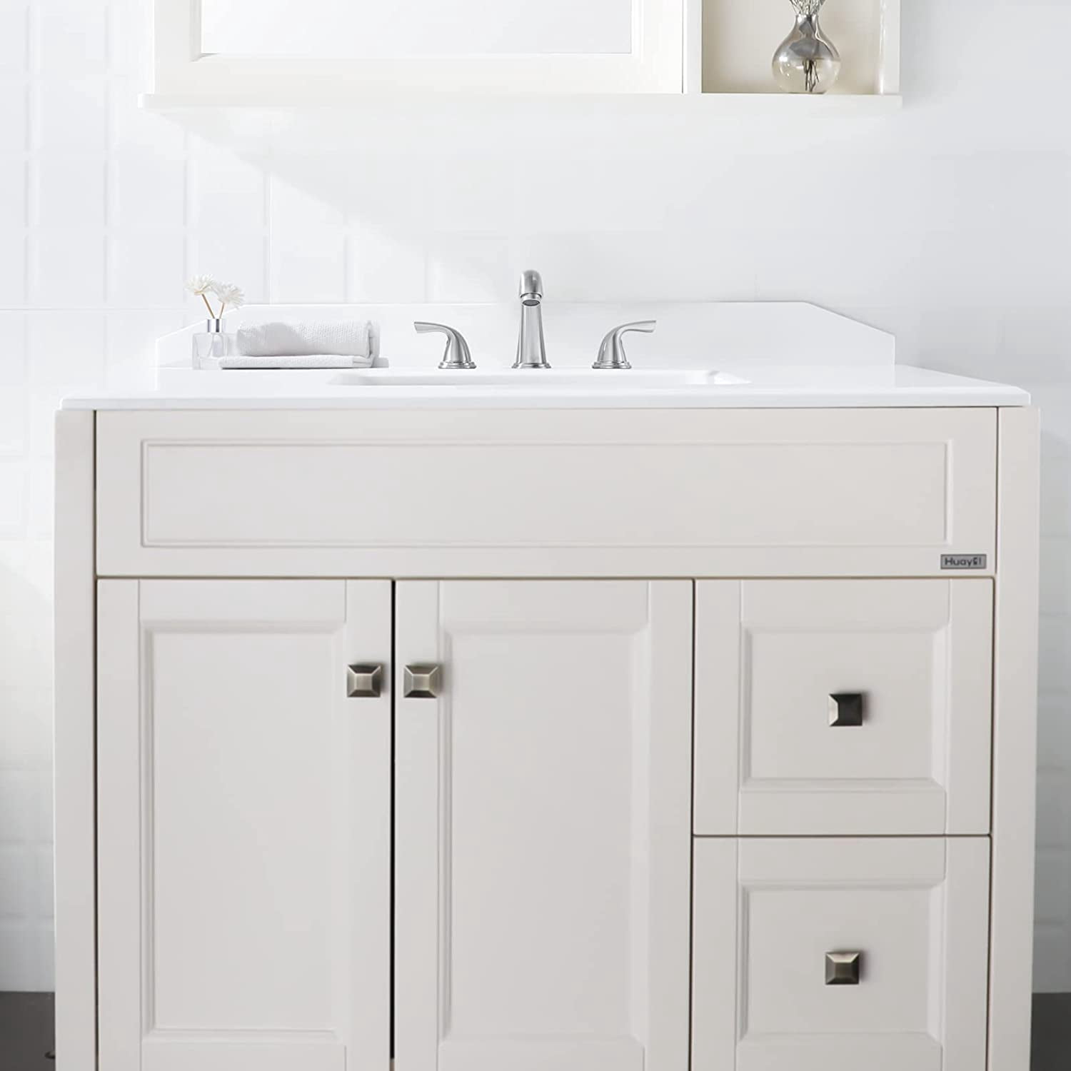 PARLOS 2-Handle Widespread Bathroom Sink Faucet, Brushed Nickel