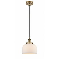 916-1P-BB-G71-Innovations Lighting-Bell - 1 Light Cord Hung Mini Pendant In Industrial Style-10 Inches Tall and 8 Inches Wide-Brushed Brass